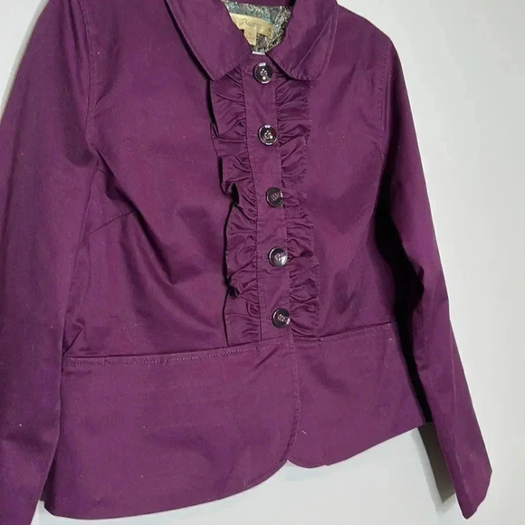 Motto Women's 14 Beautifully Lined Maroon Peplum Jacket Blazer Pockets Ruffle - Picture 4 of 8